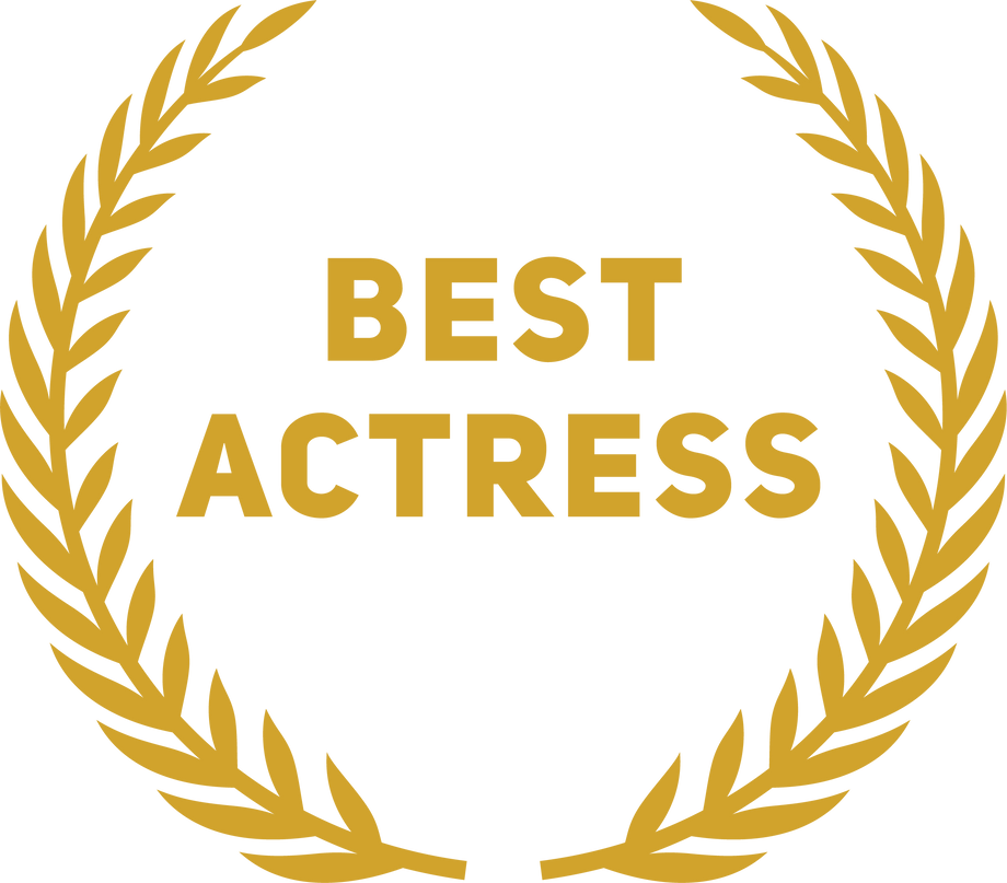 Best actress badge. Golden award winner sign.